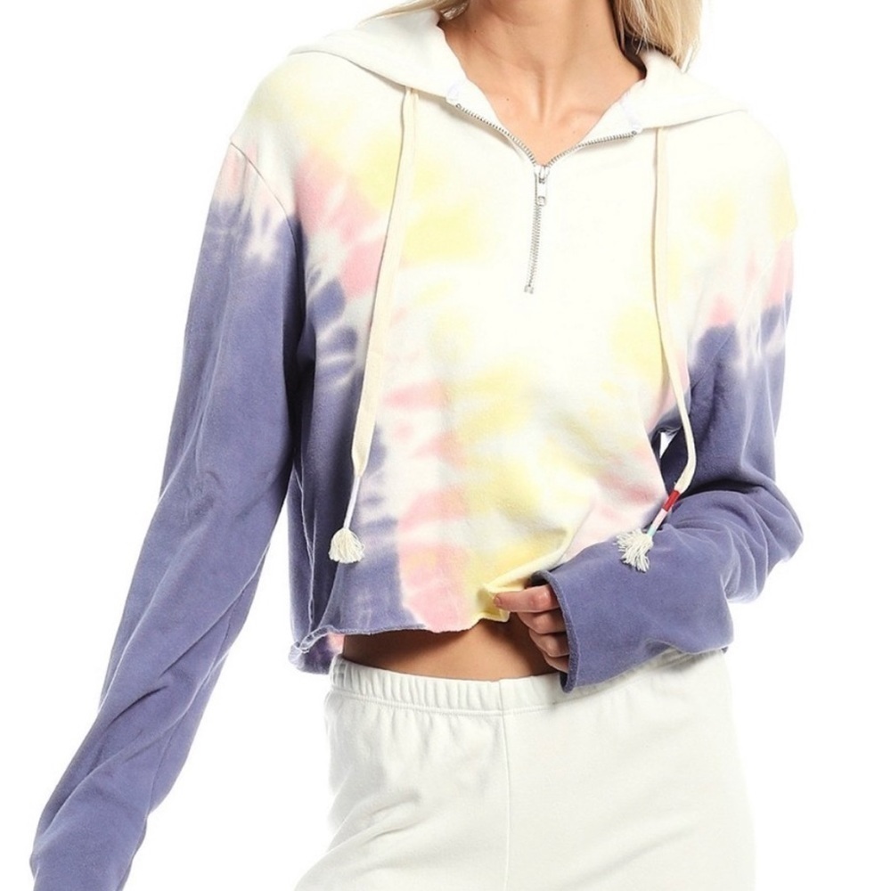 Wildfox Hadley Edelweiss long sleeve sweatshirt, periwinkle, yellow & pink, XS